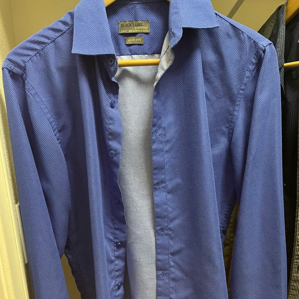 Blue slim fit dress shirt